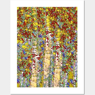 Birch Trees Stained Glass Posters and Art